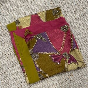 ✨ Vintage Guy Laroche Paris Silk Scarf – Chain & Jewel Print (55x55”)